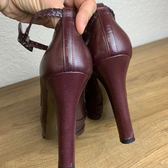 Stephane Kelian Red Platform Pumps Heels Ankle Straps - Picture 7 of 10